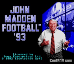 John Madden Football 91 ROM - Sega Download - Emulator Games